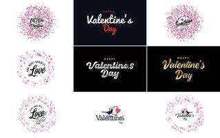 Happy Valentine's Day typography poster with handwritten calligraphy text isolated on white background element illustration vector