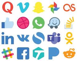 20 Flat Social Media Icons for a Modern UI professional overflow facebook stock and stockoverflow icons Stylish Gradient Icon Set vector