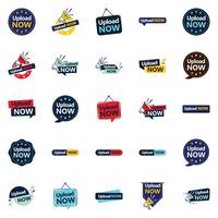 25 Customizable element Designs in the Upload Now Bundle Perfect for Advertising vector