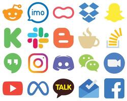20 Sleek and Simple Flat Social Media Icons caffeine dropbox blog and slack icons Gradient Icon Set vector