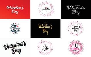 Happy Valentine's Day typography poster with handwritten calligraphy text isolated on white background element illustration vector