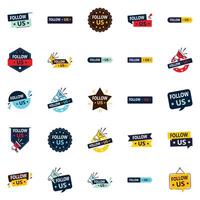 25 Follow Boosting Follow Us Graphic Elements for LinkedIn and Pinterest vector