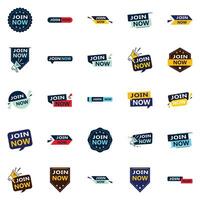 25 Professional Typographic Designs for a polished recruitment message Join Now vector