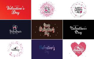 Happy Valentine's Day typography poster with handwritten calligraphy text isolated on white background element illustration vector