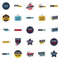 Start Now 25 Unique Typographic Designs for a personalized start message vector