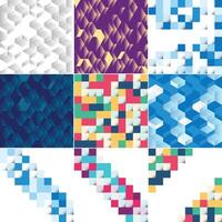 Seamless pattern of colorful blocks with a shadow effect and a gradient color scheme EPS10 element format vector