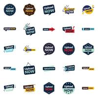 25 Editable element Designs in the Upload Now Bundle Perfect for Personalized Marketing Campaigns vector