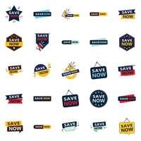 Save Now 25 Fresh Typographic Elements for a lively saving campaign vector