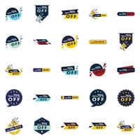 Make the Most out of Your Sale with the Up to 70 Off element Pack 25 High Impact Designs vector