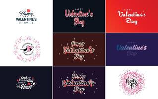 Happy Valentine's Day typography poster with handwritten calligraphy text isolated on white background element illustration vector