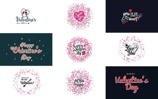 Happy Valentine's Day typography poster with handwritten calligraphy text isolated on white background element illustration vector