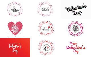 Happy Valentine's Day hand lettering calligraphy text and heart isolated on white background element illustration vector