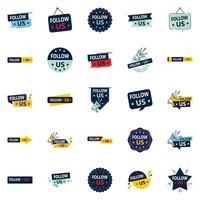 25 Follow Generating Follow Us Graphic Elements for LinkedIn and Pinterest vector