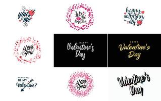 Happy Valentine's Day typography poster with handwritten calligraphy text isolated on white background vector