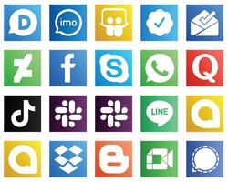 20 Simple Social Media Icons such as tiktok quora deviantart whatsapp and skype icons High resolution and editable vector
