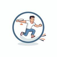Badminton player running with ball Flat design element illustration vector