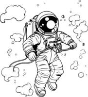 Astronaut in spacesuit flying in the clouds element illustration vector