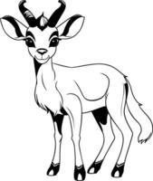Black and white antelope isolated on white background element illustration vector