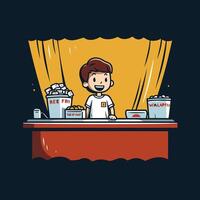 Cinema scene with cartoon character element illustration in flat style vector