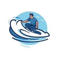 Surfer in the waves element illustration on a white background vector
