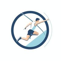Athletic man jumping in a circle element illustration vector