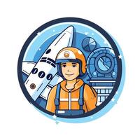 Space explorer astronaut in helmet and spacesuit element illustration vector