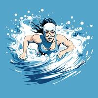 swimmer on the wave element illustration of a swimmer vector