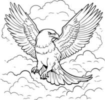 Eagle flying in the sky Black and white element illustration vector
