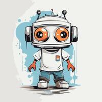 Funny cartoon robot with big eyes illustration for your design vector