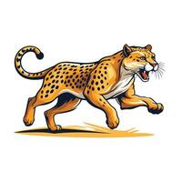 Cheetah running on a white background illustration of a cheetah vector