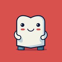 Cute tooth character element illustration in cartoon style Isolated on red background vector