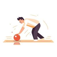 illustration of a man doing exercise with a bowling ball Flat style design vector