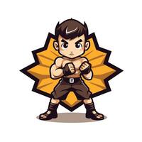 Kung fu boy cartoon theme art illustration Suitable for both print and web vector