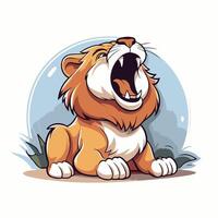 Cartoon lion sitting on the ground element illustration for your design vector