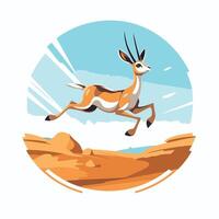 Gazelle jumping in the desert element illustration in cartoon style vector