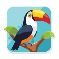 Toucan bird flat icon with long shadow eps10 vector