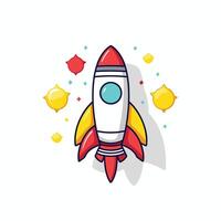 Rocket icon in flat color style Spaceship element illustration on white isolated background vector