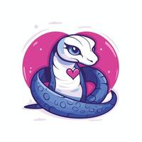 Cute cartoon snake with heart in its mouth element illustration vector