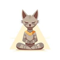 Cute cat meditating in lotus position element illustration vector