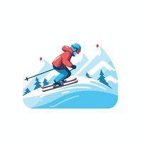 Skiing element illustration in flat style isolated on white background vector