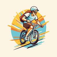 Cyclist riding a bicycle in the sun element illustration vector