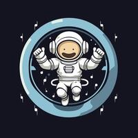 Astronaut in outer space element illustration on dark background vector