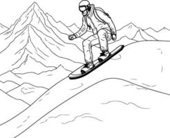 snowboarder on a mountain slope sketch for your design vector