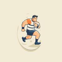 Rugby player in action illustration in cartoon style vector