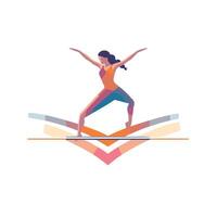 Girl practicing yoga in lotus pose Flat style element illustration vector