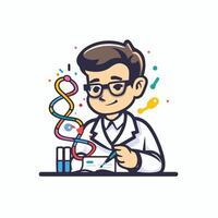 element illustration of a scientist in lab coat and eyeglasses vector