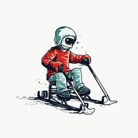 Skiing man with helmet and skis element illustration vector