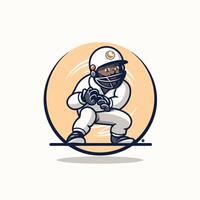 Cricket player action cartoon graphic design Can be used as a logo icon or badge vector