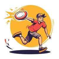 Handsome man playing ping pong element illustration in cartoon style vector