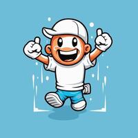 Cartoon little boy in a cap and shorts element illustration vector